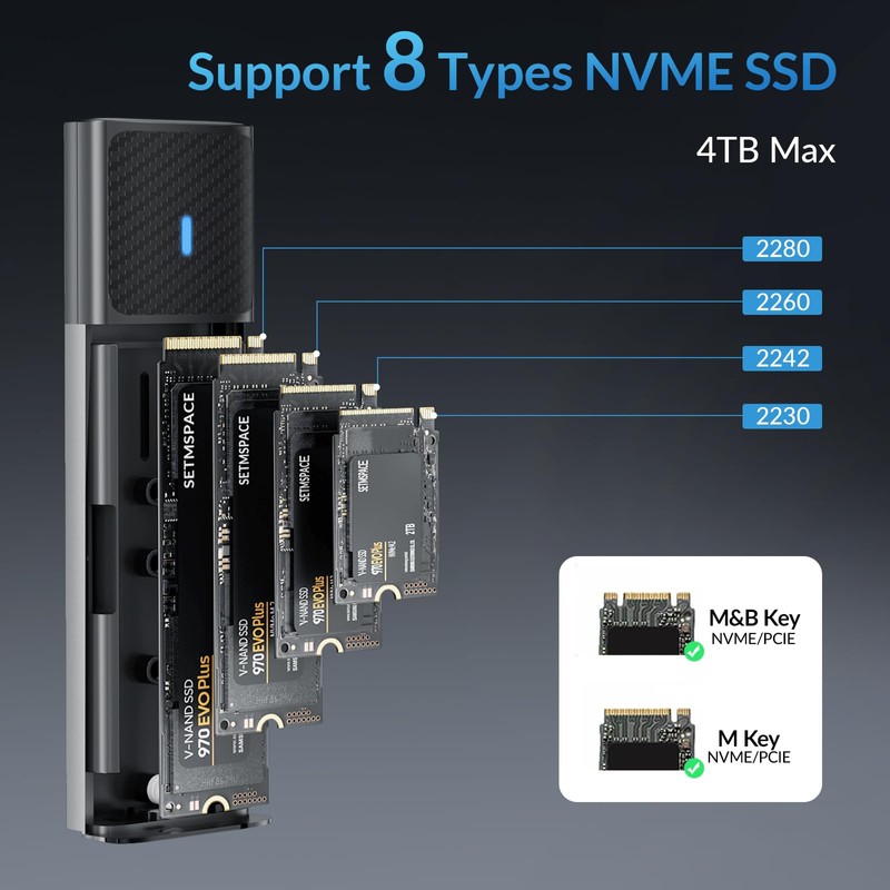 SSD Enclosure Tool-Free, SETMSPACE M.2 NVME SSD Enclosure USB C