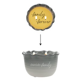 Pavilion - Cherish Family - 11 Oz Soy Wax Single Cotton Wick Jasmine Scented Surprise Hidden Secret Message Housewarming Encouragement Wife Mom Gift Present