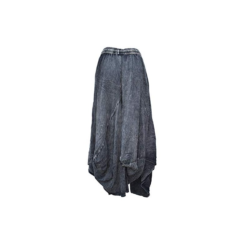 Gheri Women's Cotton Distressed Open Pocket High Low Skirt, Black