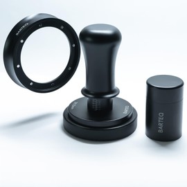 BARTEQ 51mm Espresso Tamper – Calibrated 30lbs Double Spring-Loaded Coffee Tamper with Dosing Funnel, WDT Tool & Stainless Steel Ripple Base – Fits 51mm Portafilters
