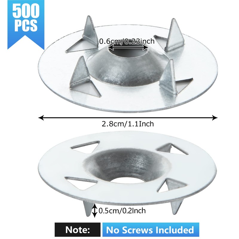LOLYSIC 500 PCS Washers, 28mm Tile Backer Board Washers, Galvanised