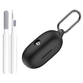 for Beats Solo Buds(2024) Case Cover with Cleaner Kit, Soft Silicone Shockproof Protective Skin Case for Beats Solo Buds Wireless Earbuds, with Carabiner (Black)