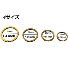 Maydahui Flat Key Ring Double Ring Keychain, Round Ring, Set of 40, Antique Gold, Double Ring, Key Chain Ring, Key Holder Parts(Outer Diameter: 0.8 inch (20 mm), 1.0 inch (25 mm), 1.2 inch (30 mm),