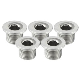 Motoforti Universal Car O2 Oxygen Sensor Bung Screw Weld Bung, M18x1.5, Durable, Stainless Steel, Silver Tone, 5 Pcs