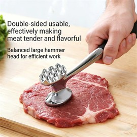 Meat tenderizer Dual-Sided Meat Tenderiser Hammer, Zinc Alloy and Stainless Steel, Ergonomic Rubber Handle, Dishwasher Safe, Round/Square Meat Hammer，for Steak and Poultry (Round Meat Hammer)