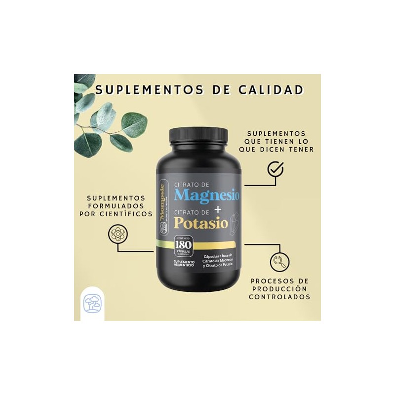 Citrato de Magnesio Citrato de Potasio Momosie Cápsulas sin rellenos