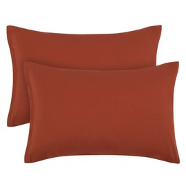 PiccoCasa Zippered Pillowcases, 100% Brushed Microfiber Polyester Pillow Case Cover, Pillow Cases Set of 2, Soft and Comfortable Rust Colour 50 x 75cm