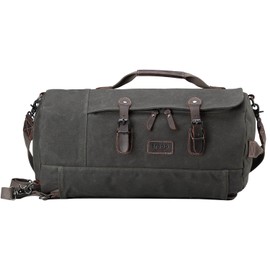 TRP0444 Troop London Heritage Canvas Travel Duffel Bag, Backpack, Canvas Holdall, Gym Bag - Dark Green