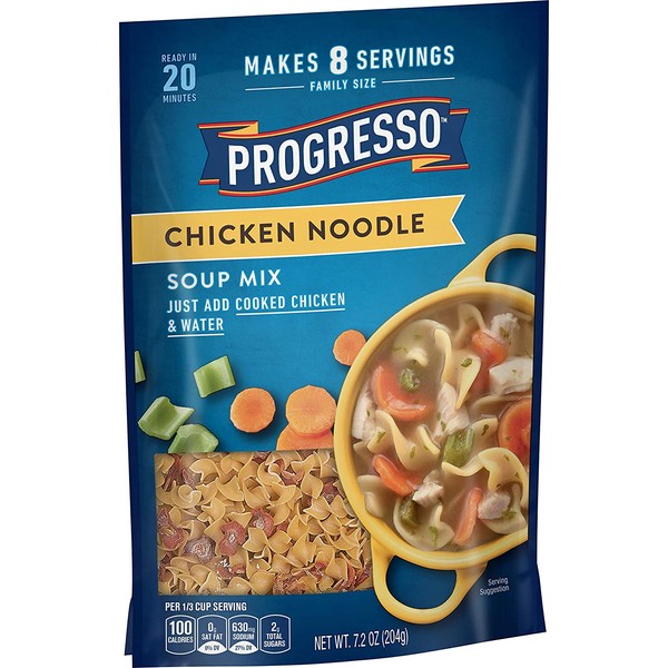 Progresso, Chicken Noodle Soup Mix, 7.2 oz pouches (Pack of 6)
