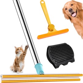 COVITKAN 3 in 1 Carpet Rake for Pet Hair Removal Tool, 51” Adjustable Long Handle Pet Hair Removal Broom, Pet Grooming Brush, Cat Dog Hair Remover Carpet Scraper for Rugs, Mats