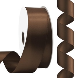 Rilisili Rilisili Brown Satin Ribbon 1-1/2 Inch 50 Yards Double Faced Polyester Satin Ribbons for Gift Wrapping DIY Crafts Weddings Invitations Flower Bouquet Bow Making Home Decor Sewing