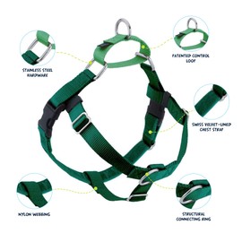 2 Hounds Design Freedom No Pull Dog Harness, Adjustable Harness, Easy Walking & Comfortable Control, Fits Small, Medium & Large Dogs, Solid Colors, Made in USA, 5/8" XS, Kelly Green