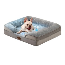 Tailwaggz Cooling Pet Bed for Medium Dogs and Cats, Waterproof Orthopedic Dog Sofa Bed, Supportive Foam Pet Couch Bed with Washable Removable Cover, Waterproof Lining and Nonskid Bottom(Medium, Grey)
