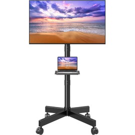 ELIVED Mobile TV Stand for 23-60 Inch Flat Screen TVs, Tilt TV Cart with Adjustable Shelf & Locking Wheels, Rolling TV Floor Stand Max VESA 400x400mm, Portable TV Stand Holds Up to 77lbs.