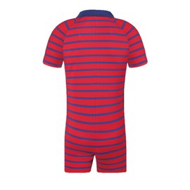 Landofgenie Onesie Pyjamas Men's Short Sleeve Cotton Romper One Piece Bodysuit Striped Romper for Men, red