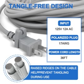 Upright Vacuum Power Cord for Shark Navigator/Rotator Lift-Away Pro 36FT