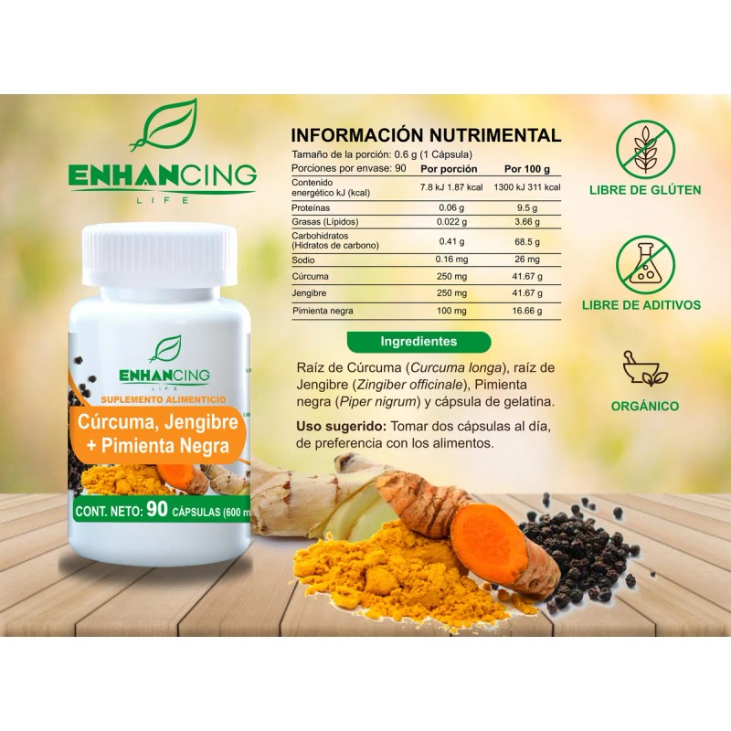 Cápsulas De Cúrcuma, Jengibre Y Pimienta Negra | 2 Botes