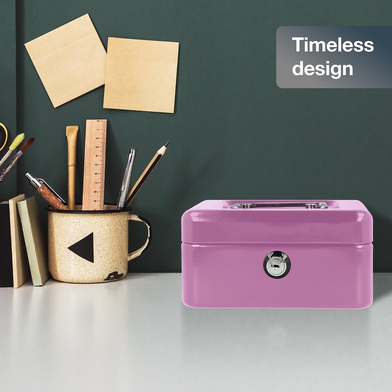 Westcott Cash Box Lockable (Compact, 15 cm) Lilac | Lockable