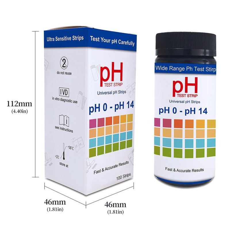 PH Test Strips 0-14, 100 Strips Universal Litmus Papers for