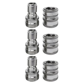 MTM Hydro Garden Hose Adapter 6 Piece 3/4” Quick Connect Fittings Kit, Stainless Steel High Pressure Couplings and Connectors for Pressure Washers and Car Detailing, 3x3