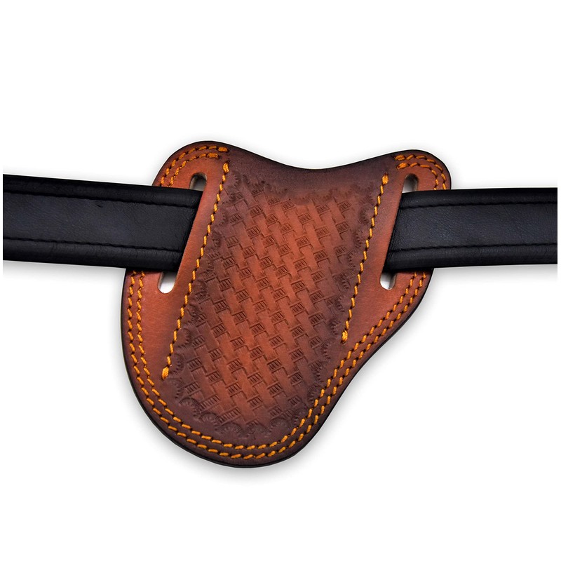 Hercules Knives Custom Leather Sheath Slanted Pancake Tooled Leather Sheath/Trapper