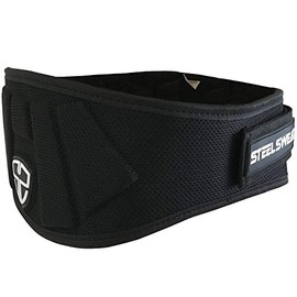 Steel Sweat Weight Lifting Belt - Nylon 6-inch Firm & Comfortable Back Support, Best for Workouts at The Gym, Weightlifting or Crossfit. Easily Adjustable MAXE Black Medium