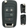 Replacement Key Fob Shell Case Fits for Chevy 2010-2017 Equinox / 2012-2017 Sonic / 2015-2017 Trax / GMC 2010-2017 Terrain Keyless Entry Remote Control 4 Button Flip Key Pad Cover (4 Button-c)