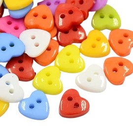 Pack of 50+ Mixed Acrylic 12mm Heart Buttons