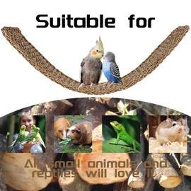 39 x 7 Inches Bird Seagrass Mat, Natural Grass Woven Bird Net Hammock Mat, Climbing Rope Ladder Chew Toy, Bird Cage Accessories for Parrots, Psittacines, Cockatiels, Hamsters, Lovebirds, Mice（2 Pack）