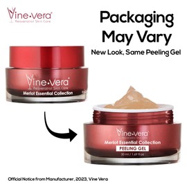 Vine Vera Merlot Facial Peeling Gel - Face and Body Scrub - Exfoliating Gel for Dry, Sensitive, Mature Skin - Face Peel with Resveratrol - 1.69 Fl Oz