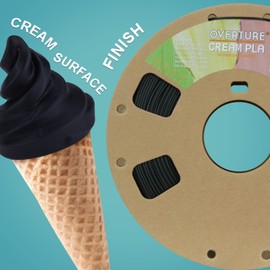 OVERTURE Cream PLA Filament, Cardboard Spool, Premium PLA 1kg(2.2lbs), Dimensional Accuracy 99% Probability +/- 0.03mm,Fit Most FDM Printer (Cream Black)