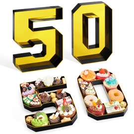 WERNNSAI 50 Cardboard Numbers for Charcuterie - 50th Birthday Charcuterie Board Box Fillable Number Food Tray Snack Cupcake Paper Mache Box for 50th Birthday Party Decoration Supplies