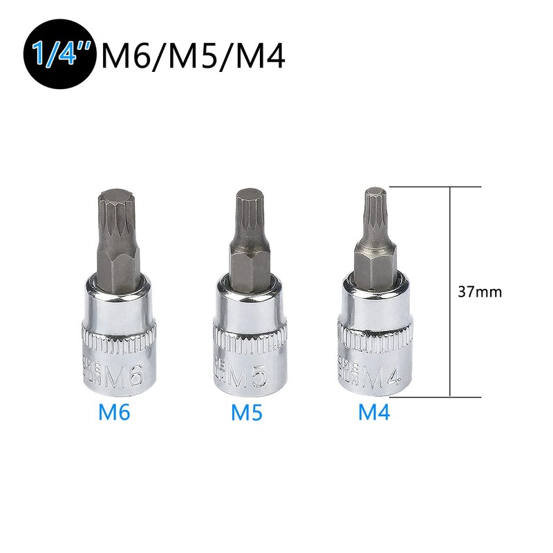 sukudon 10pcs Spline Set, M4 - M18 Spline Bit Socket