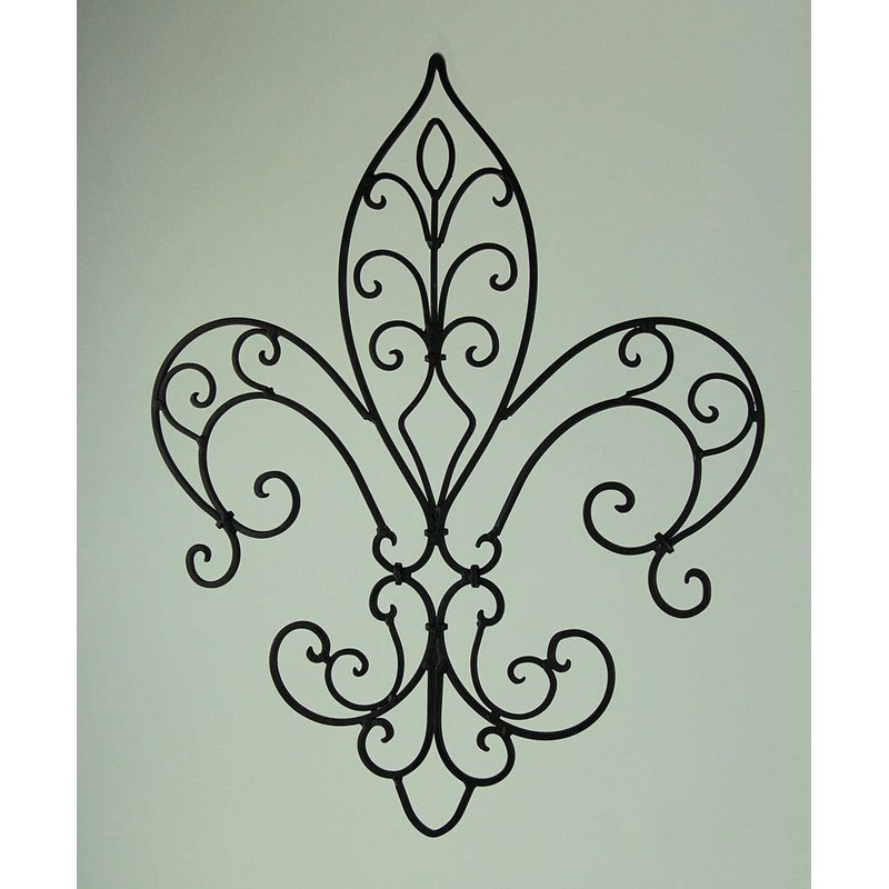 Wrought Iron Open Work Fleur de Lis Wall Hanging