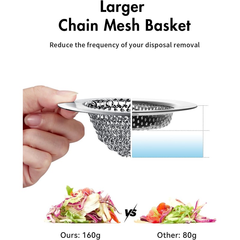 Wokdada Reversible Kitchen Sink Strainer, Easy-to-Clean 304 Stainless Steel Sink