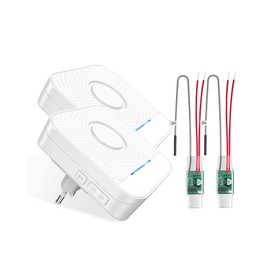 BITIWEND Wireless Signal Transmission Extension Set Doorbell and Chime Forwarding 2 Radio Converters + 2 Sockets Receiver for Existing Bell Systems (Built-in Transmitter 3-24 V AC/DC)