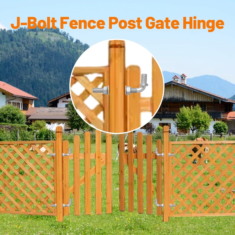 [Pack of 2] 12" J-Bolt Gate Hinges,J Bolt Hinge with