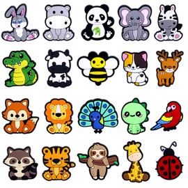 Alaxciax 20PCS Animal Shoe Charms, Shoe Charms Animals Cute Cartoon Jungle Animals Shoe Decoration Charms Accessories for Kids Girls Teen Boys Woman Man Gifts Party Favor