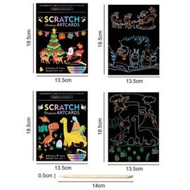 Georgie Porgy Scratch Picture Set DIY Craft Sets for Children Magic Scratch Paper Notebook Easter Christmas Birthday Gift for Boys Girls (Dinosaur Christmas)