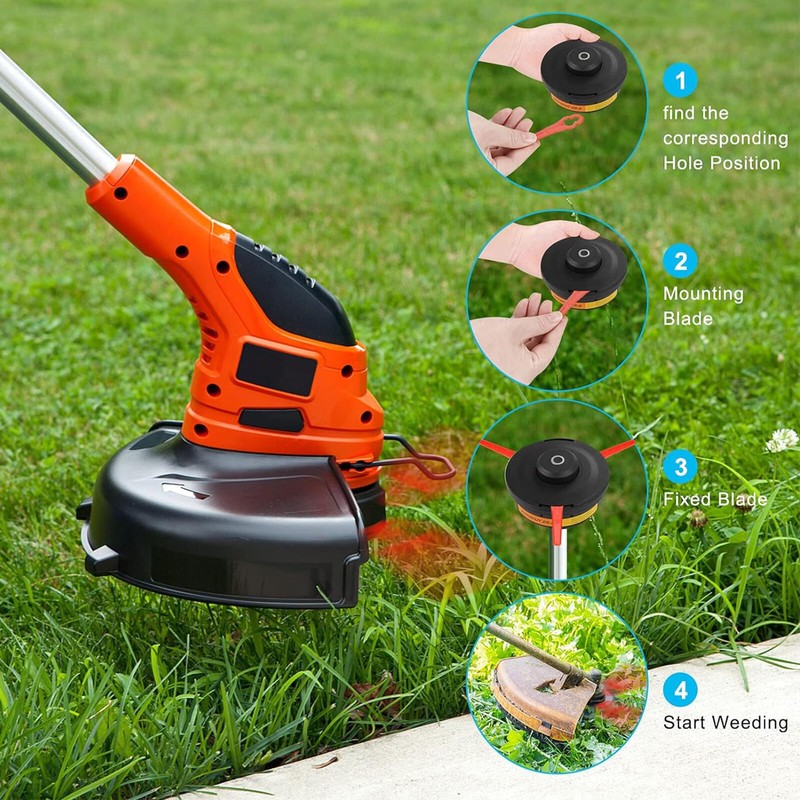 Plastic Grass Trimmer Blades, 100Pcs Plastic Lawn Mower Blades Replacement