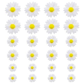 VGOL 50PCS Flatback Resin Daisy Flowers Artificial Daisy Charms Ornament Home Decoration Craft Embellishments for Mirrors Hairpins Hair Accessories White