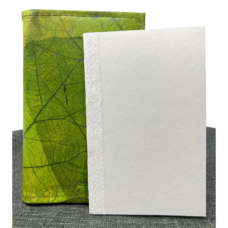 NELUHA Notebook A5 Blank Refillable Teak Leaves Vegan Sustainable Leather