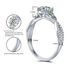 Atylyk Engagement Moissanite Rings Gold Plated 925 Sterling Silver Rings 1ct G Color VVS1 Eternity Wedding Stackable Ring for Women