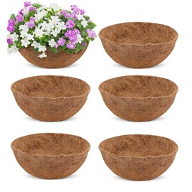 YORKING 6 Packs 8 Inch Hanging Basket Coco Coir Liners for Planters Replacement Natural Round Coconut Fiber Liner for Hanging Basket Garden Flower Pot Window Box Fence Outdoor (6 Pcs 8 inch)