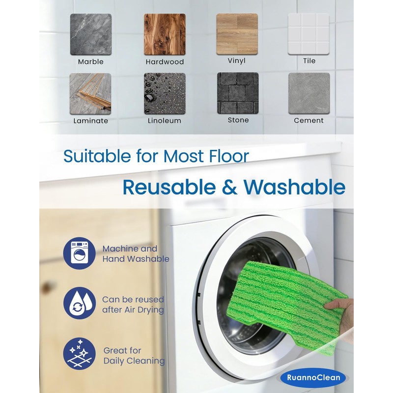 RuannoClean Replacement Mop Pads Compatible with Shark Vac Mop VM252