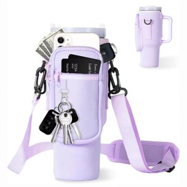 MLPKOI Water Bottle Carrier Bag With 40 Oz Adjustable Shoulder Strap, Accessories For Cup For Walking, Travel