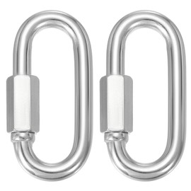 sourcing map Quick Links M5 3.54 Inch Stainless Steel Chain Connector Large Opening Screw Chain Link D Shape Locking Looks for Hammock Camping and Outdoor Equipment Pack of 2