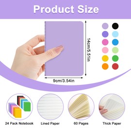 QUMENEY 24 Stück A6 farbige Journal-Notizbücher linierte Notizblöcke Multipack Reise-Notizbücher für Studenten Tagebuch Memo Bürobedarf 12 Farben 60 Seiten / 30 Blätter, 14 x 9cm