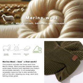 TOP-EX Waterproof Merino Wool Peaked Beanie Hat Men with Earflaps Oversized Winter Hats with Brim Warm Fleece Lined for Big Heads Newsboy Baker Boy Cap for Golf Running Green XL/XXL