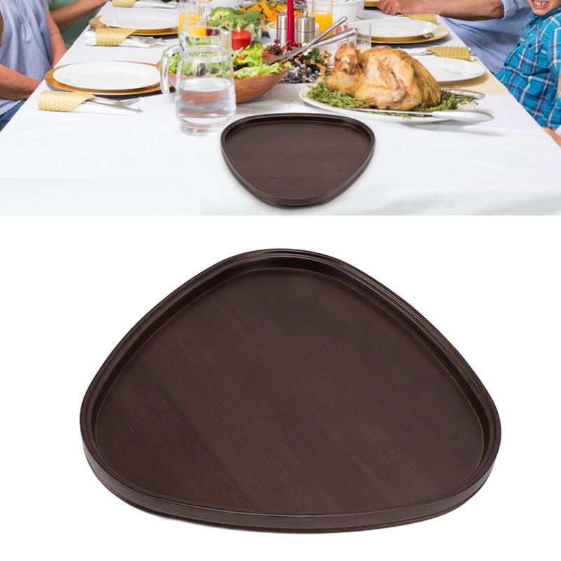 Wood Serving Tray Sturdy Bamboo Simple Elegant Triangular Multifunction Wooden